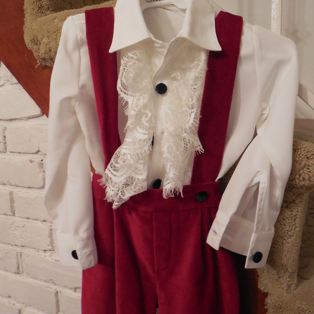 Itty Bitty Toes 2 yr Red Velour Outfit  & Shirt